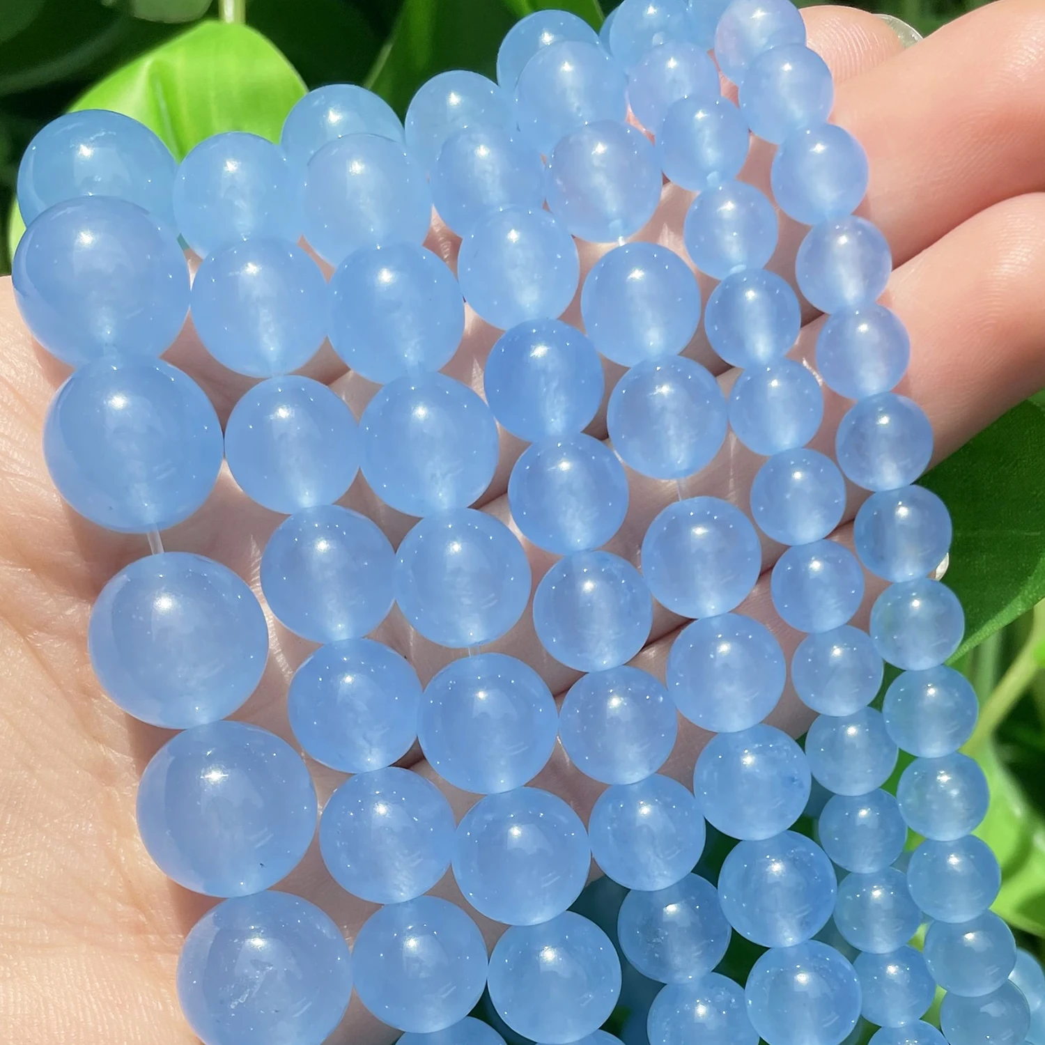 

Бусины из голубого халцедона, круглые каменные бусины, натуральные свободные бусины-разделители для изготовления ювелирных изделий, рукод...