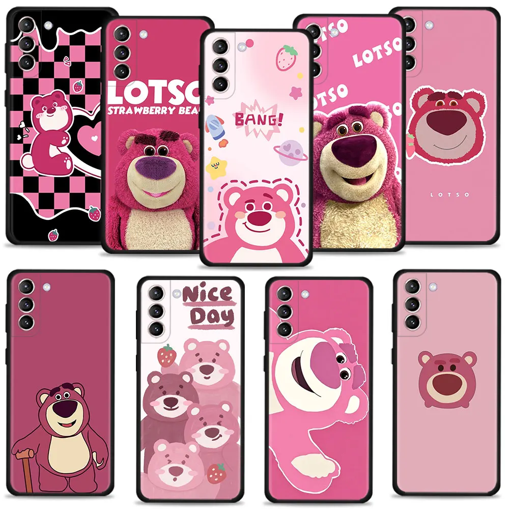 

Phone Case For Samsung Galaxy S22 S21 S20 FE Ultra S10 S9 S8 Plus S10e Note 20Ultra 10Plus Coque Disney Lotso Strawberry bear
