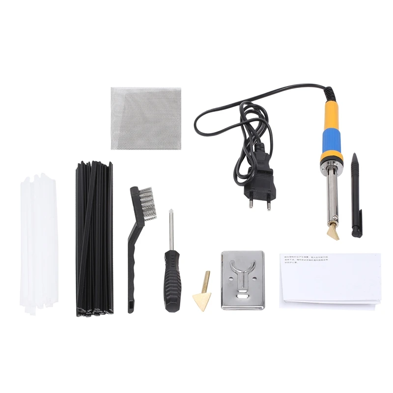 

Metal Temperature Control Welding Repair Kit Plastic Welding Kit With 40 Rods Reinforcing Mesh Hot Iron Stand PP Bumper EU Plug