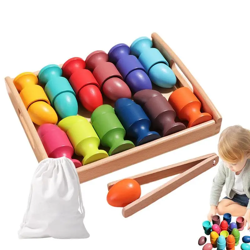 

Игрушка-яйцо Монтессори, игрушки для сортировки цветов, Интерактивная игрушка для раннего обучения родителей и детей для улучшения практической работы Монтессори