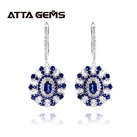 blue sapphire classic sterling silver drop earring for women personal jewerly created sapphire charming birthday party gifts
