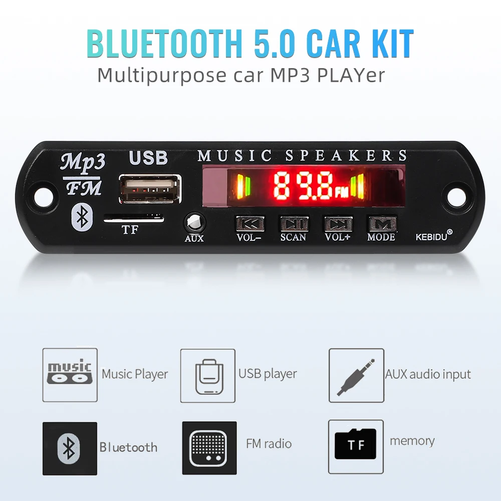Автомобильный радиомодуль 12 В 2x25 Вт стерео Bluetooth 5 0 MP3 декодер плата 8-20 в 50