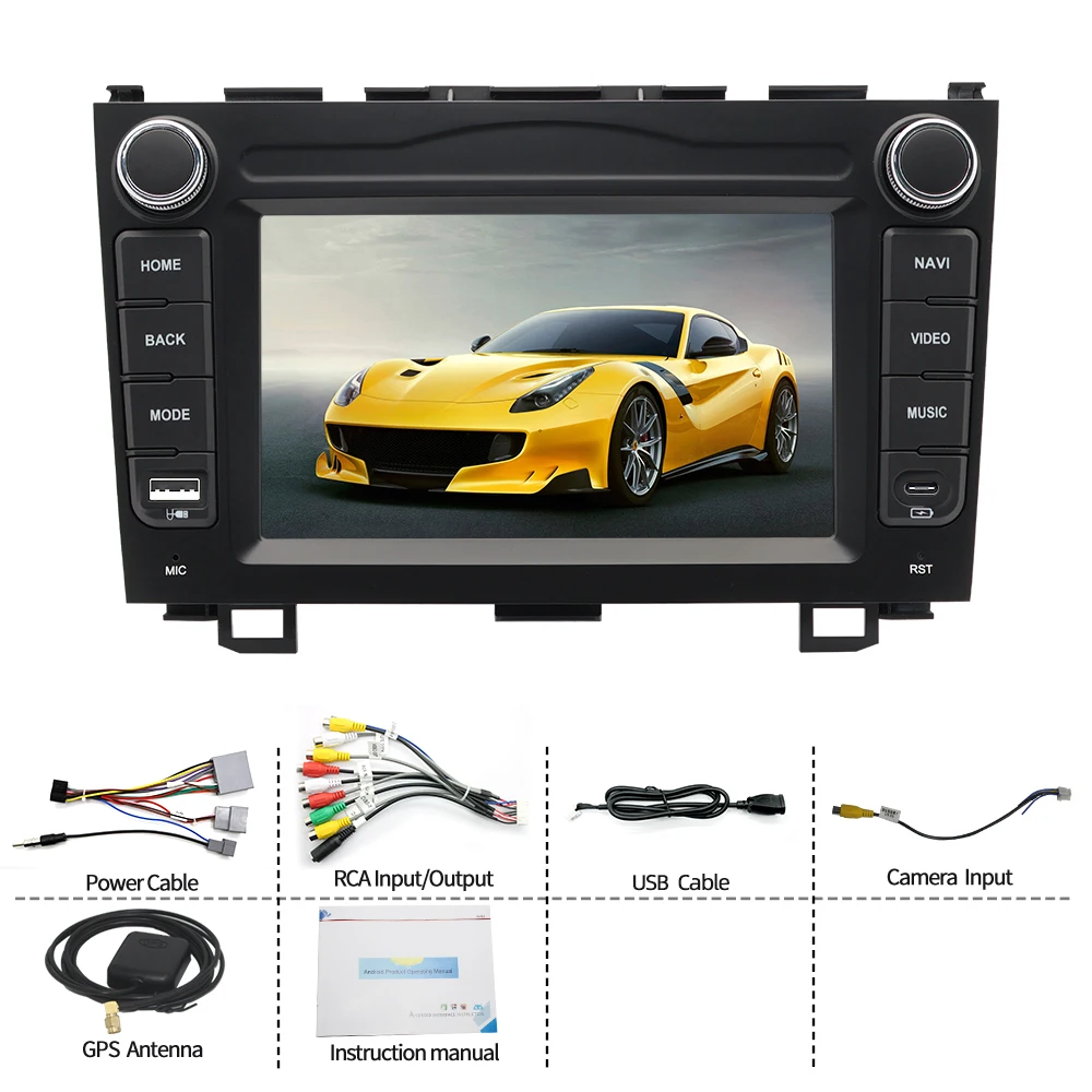Фото 7-дюймовая автомобильная магнитола Android Type-C для Honda CRV-UT 2007-2011 с беспроводным CarPlay, Android Auto, GPS-навигацией, Bluetooth и управлением с руля №3