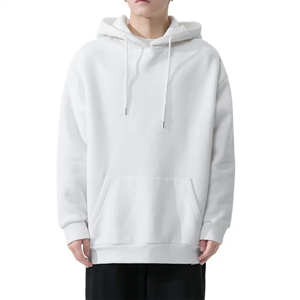 

Male Hooded Sweatshirt Super Soft Men Pullover Sweatshirt Ribbed Cuff Fine Stitching Large Pocket Sweatshirt Streetwear