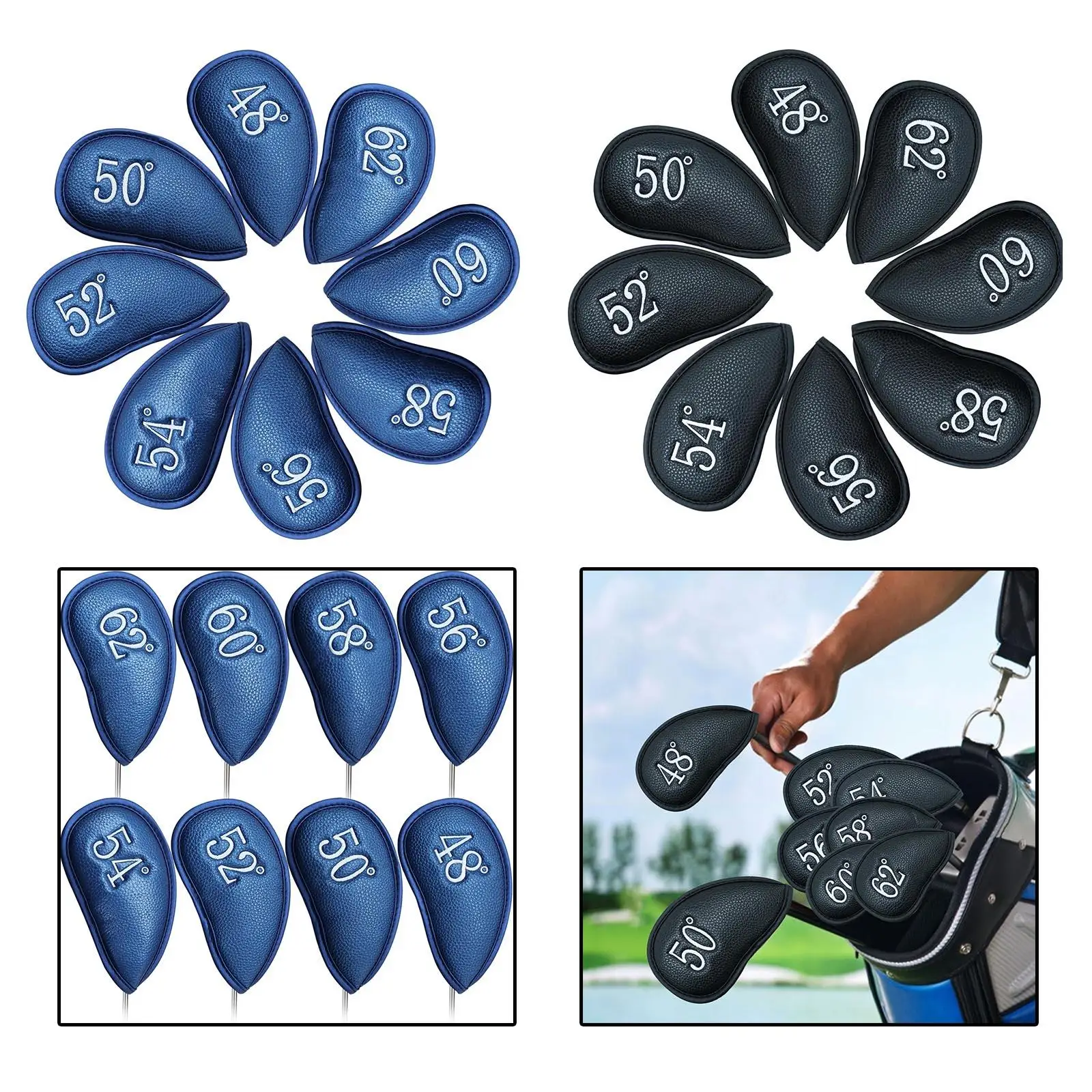 

Golf Iron Head Covers 8 Pcs 1 Set Protector Case Protective Strong Closure