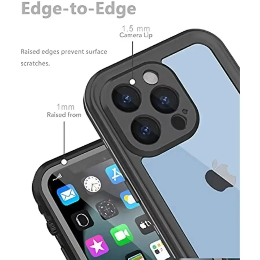 Фото Полностью герметичный прозрачный водонепроницаемый чехол IP68 для iPhone 16 ProMax 16e 15 14 Plus 13 12 11 Мини-противоударный чехол с защитной пленкой для экрана №3
