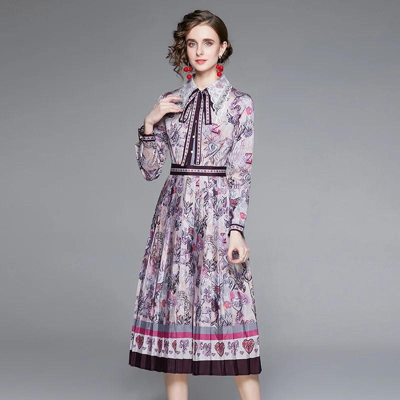 

Женское платье-рубашка с цветочным принтом, модельное платье с вышивкой, отложным воротником, весна-осень