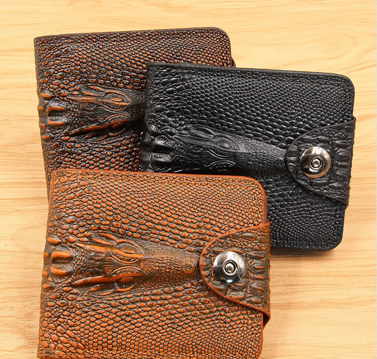 

Men Wallet Leather Genuine Short Purse Billetera Hombre Men Wallets Vintage Style Cartera Hombre Crocodile