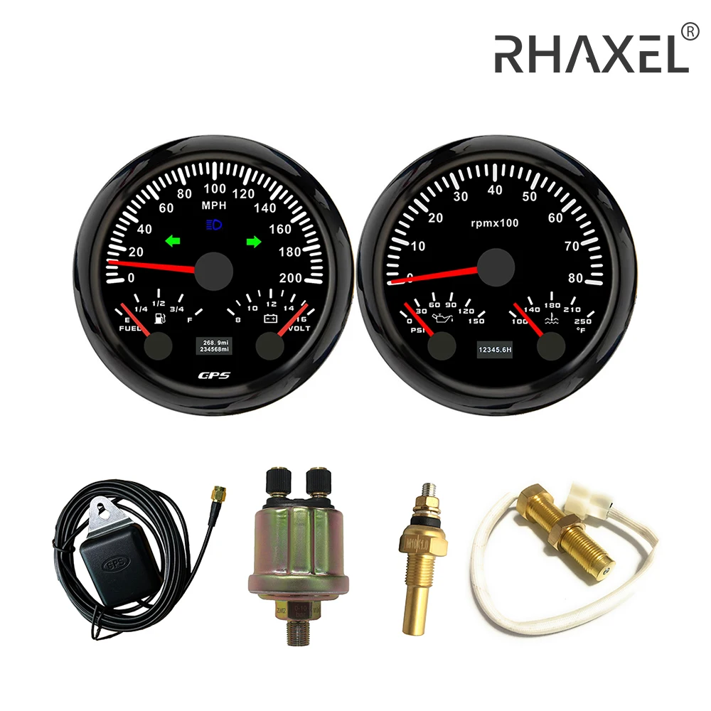 Комплект манометра RHAXEL 85 мм 3 в 1 Многофункциональный GPS Спидометр 8000 миль/ч