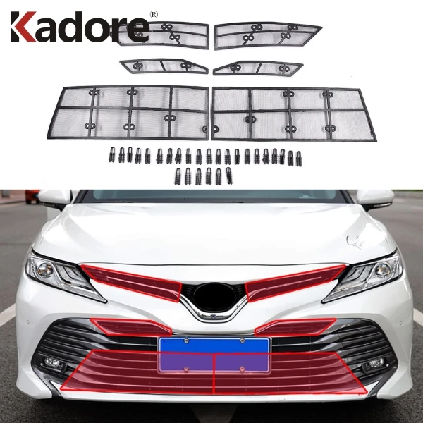 

Для Toyota Camry LE /XLE 2018 2019 2020 ABS пластиковый автомобильный просеиватель насекомых Передняя Решетка Вставка Сетка аксессуары Стайлинг