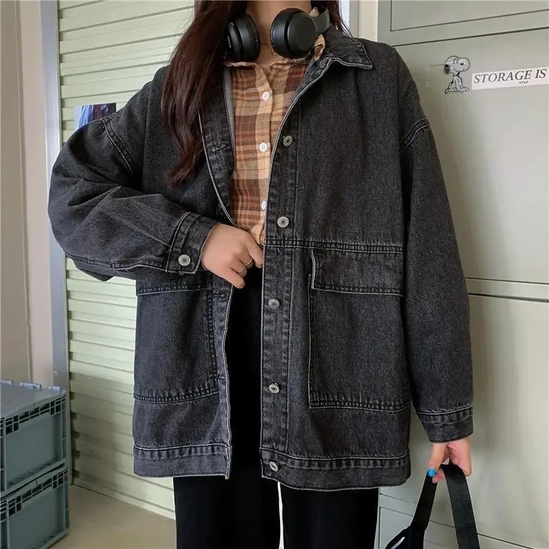 

Denim Jacket Women Spring Summer 2023 New Solid Color Jeans Coat Korean Fashion Casual Versatile Loose Outerwear Womens Top