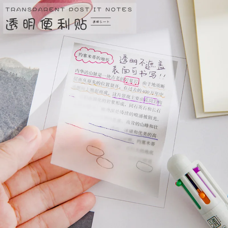 

Transparent Waterproof Posted It Sticky Note Pads Notepads Posits for School Stationery Office Supplies