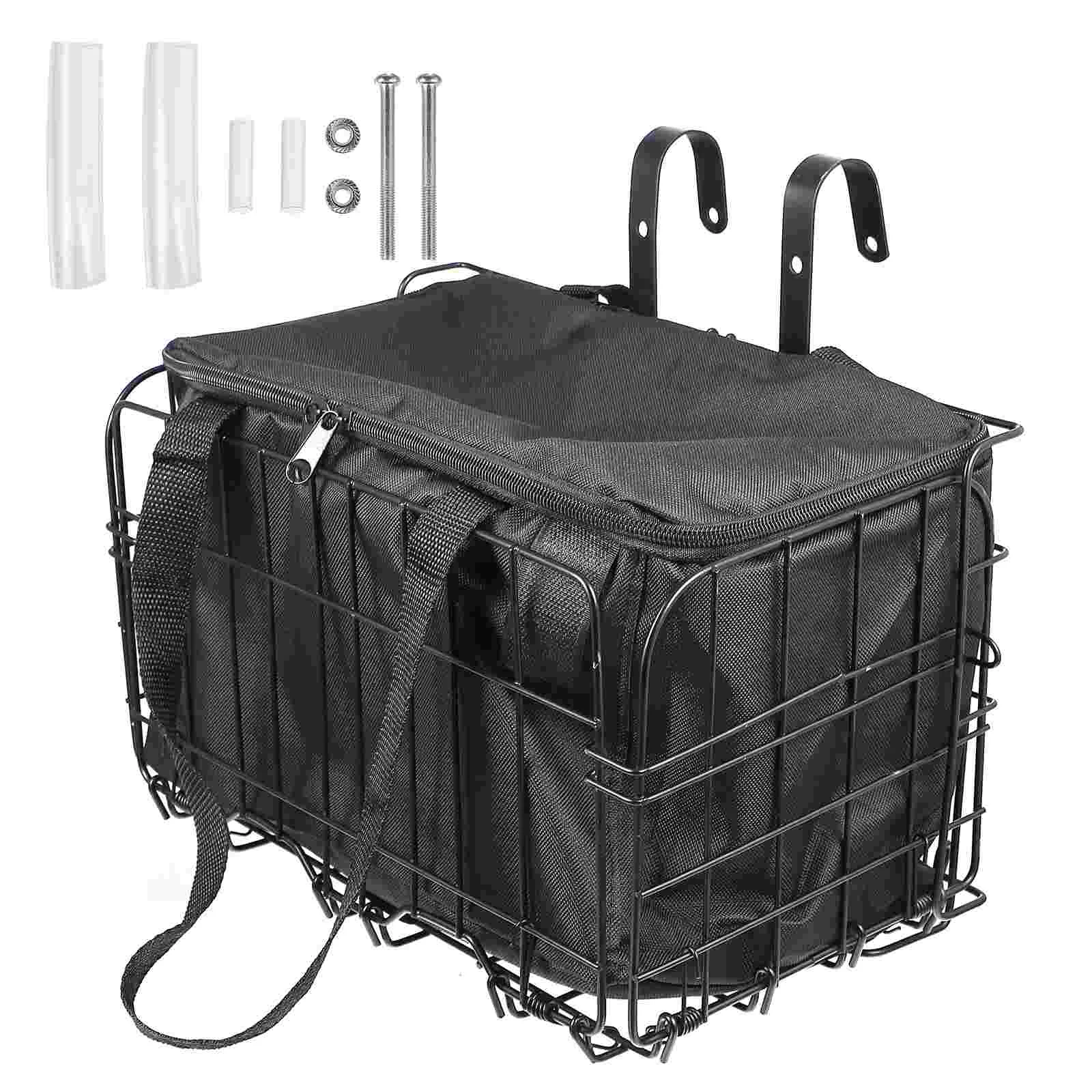 

2pcs Mountain Bike Front Basket Detachable Front Hanging Basket with Tote
