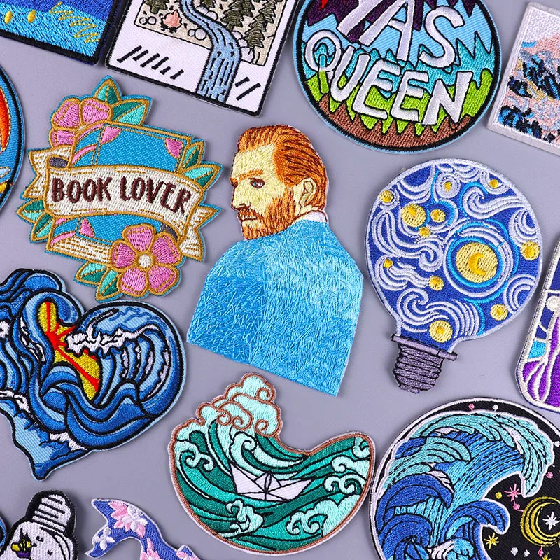 

Van Gogh Patch Embroidered Patches For Clothing Thermoadhesive Patches Waves Applique Iron On Patches On Clothes Stickers Badges