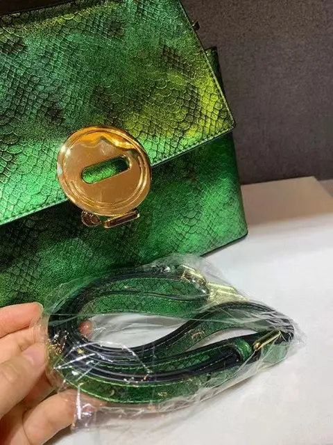 2023 new leather snakeskin women's handbag laser rose powder advanced light luxury ladies commuting shoulder messenger bag 6