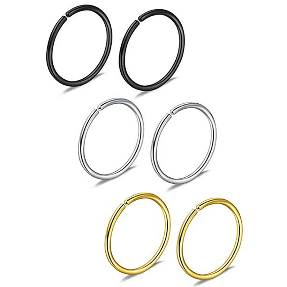 

Silver Round Punk Nose Ring Piecing Fashion Stainless Steel Septum Industrial Piercing Body Jewelry For Women Accessories