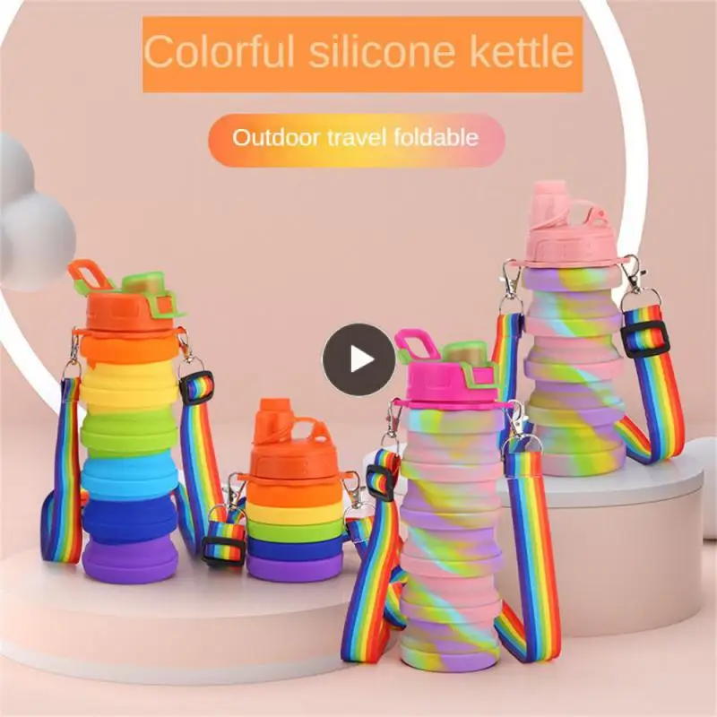 

With Lid Drinking Cup Silicone Collapsible Retractable Fitness Sports Water Bottle Portable 355ml Kettle Gift