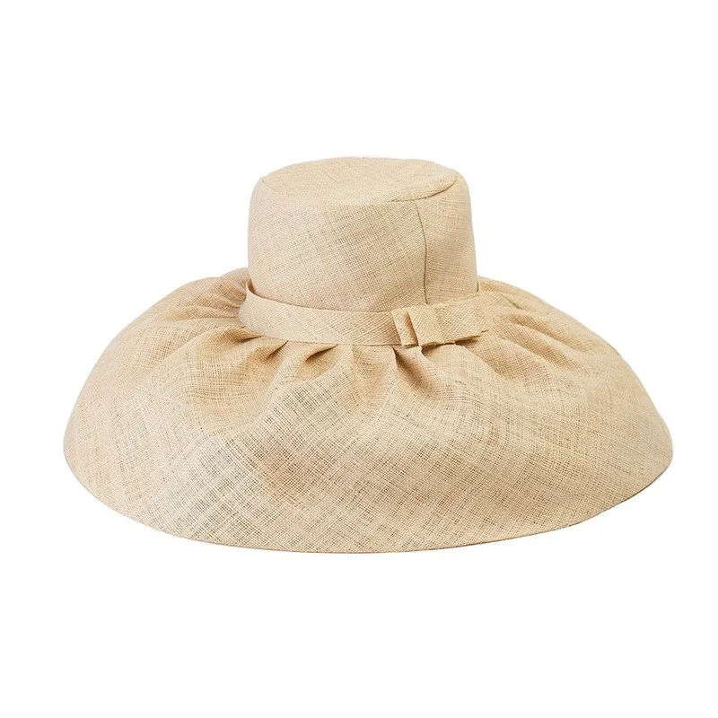 

Retro Hepburn Style Raffia Fabric Bow Top Sun Hat Women Spring Summer Ladies Catwalk Beach Hat Fashion Party Straw Hat Chapeu