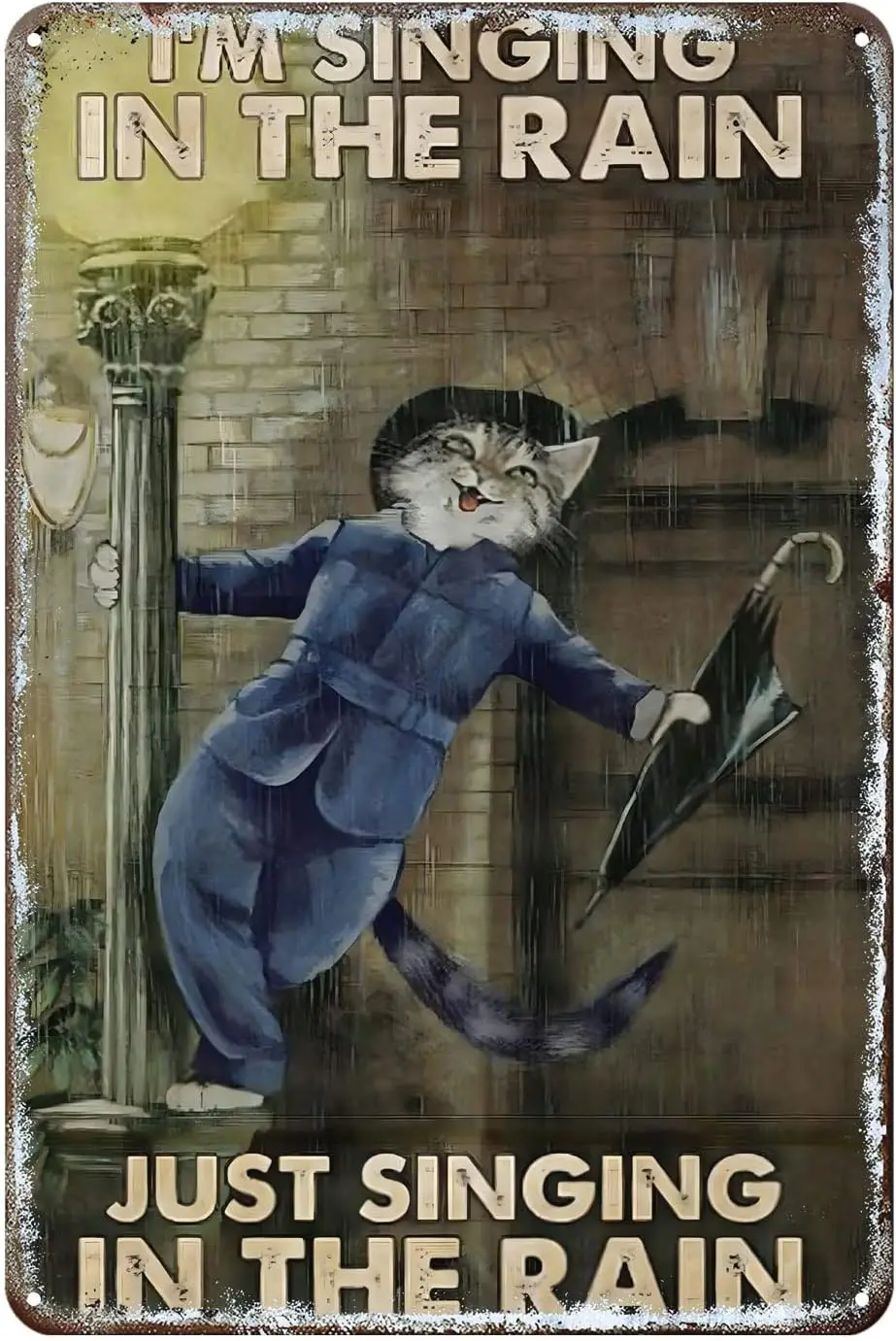 

Забавный металлический знак в виде кошки «Я пю под дождем», деревенский декор, винтажный жестяной знак для дома, кухни, бара, кафе, клуба, пещера, Настенный декор