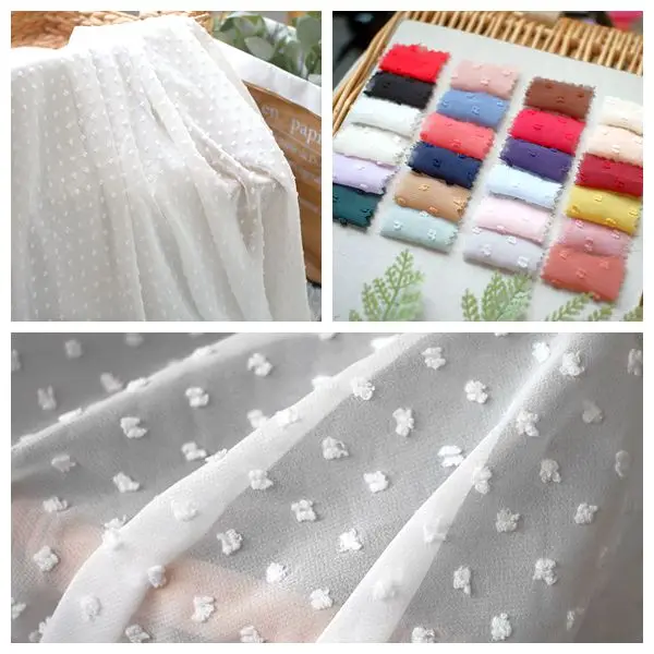High quality jacquard dot cut flower water jade dot chiffon fabric shirt Hanfu skirt fabric home textile decor