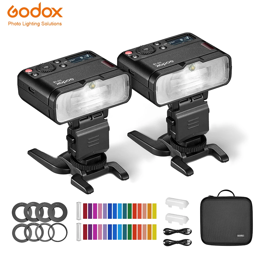 

Godox MF12-K2 Macro Flash 2-Light Kit 2.4G Wireless Control Speedlite built-in Godox X System TTL Flash+Color Filter Diffuser