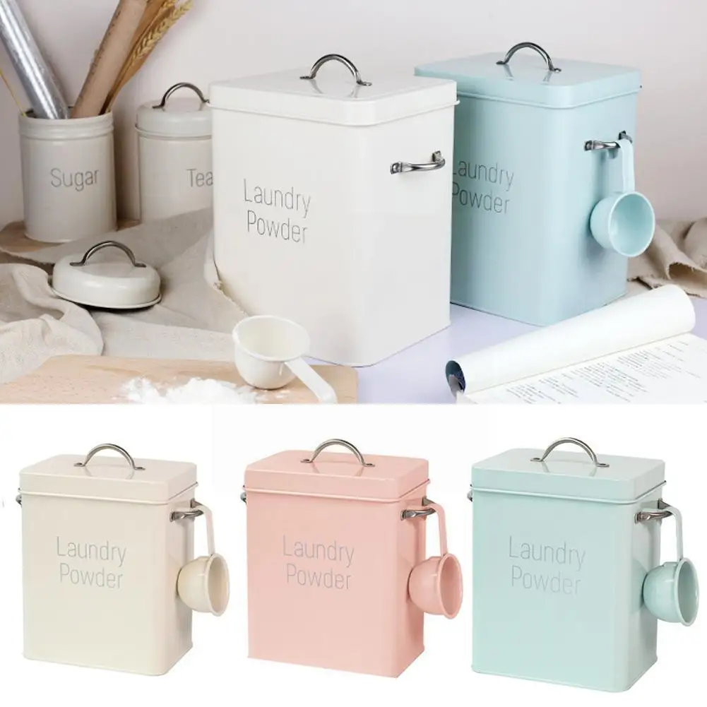 

Nordic Style Washing Powder Box Storage Container Sealed Can Small To With Send Seal Cover 3 Box Hold Spoon Spoon Pounds A F5K5