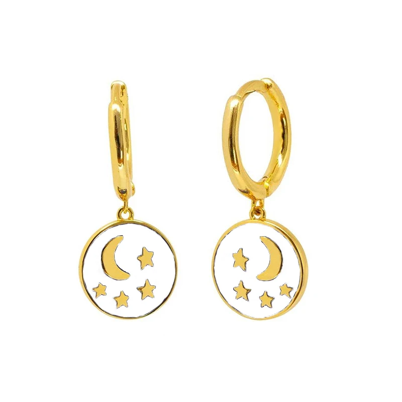 Оптовая продажа серьги-кольца для женщин серьги в форме Луны и звезды тисненые
