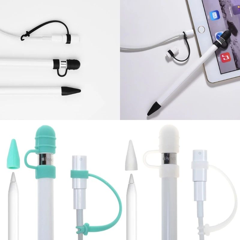 

For Apple iPad Pro Pencil Cap Holder Nib Cover Lightning Charge Cable Tether Kit