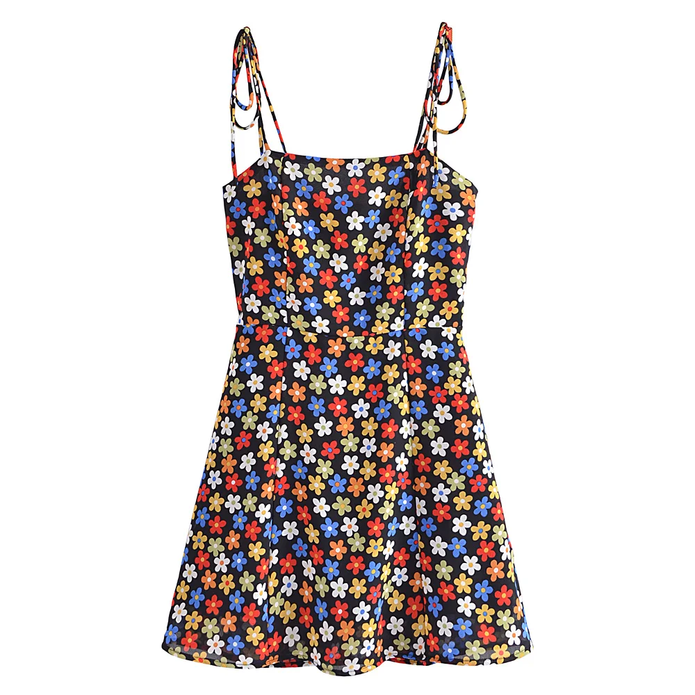 

Новинка, женское летнее цветное маленькое платье с цветочным принтом, тонкое сексуальное платье на бретельках, Пляжное праздничное платье