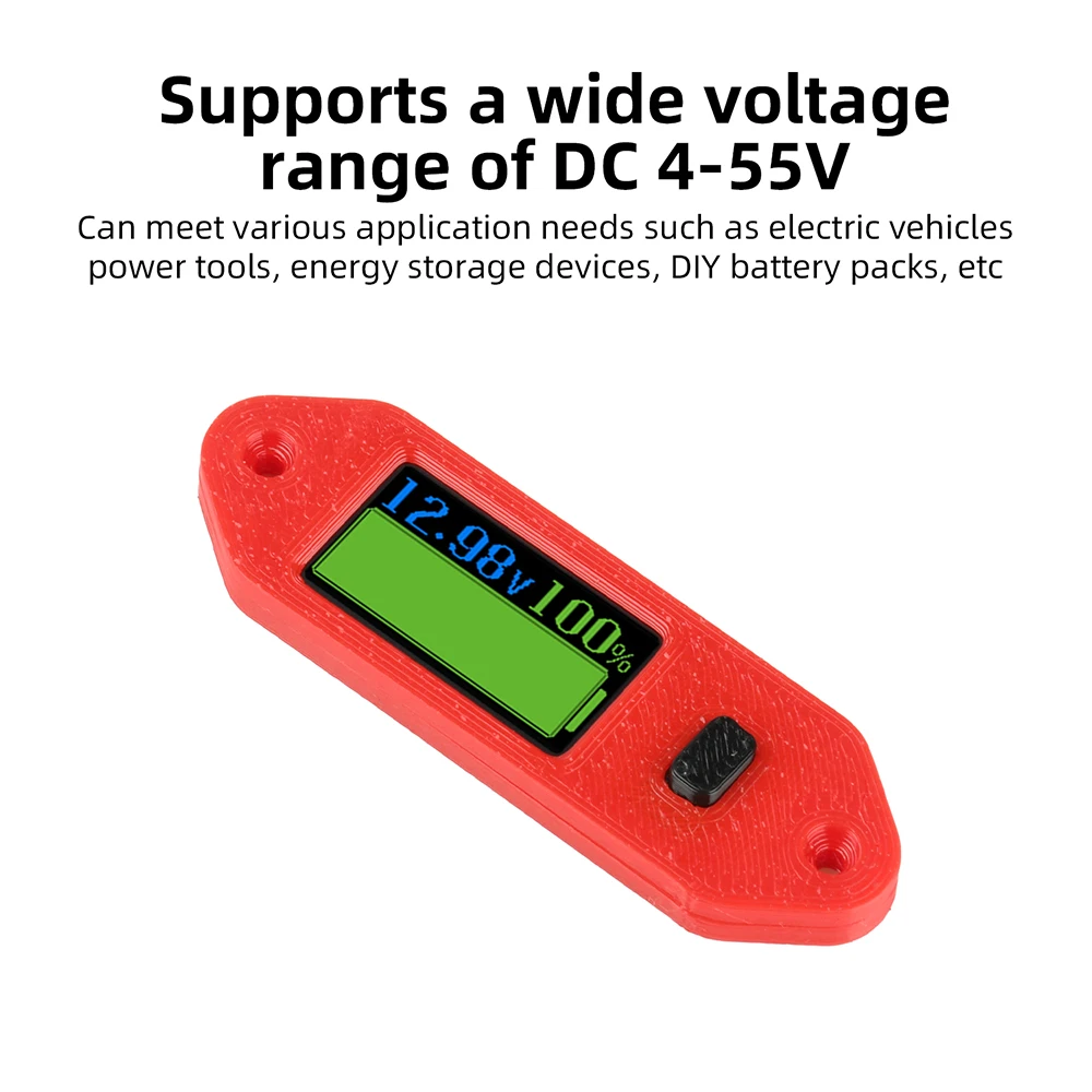 Фото Программируемый индикатор заряда батареи DC4-55V с ЖК-дисплеем 0.96 дюйма для литий-ионных, LiFePO4 и свинцово-кислотных аккумуляторов (монитор уровня заряда) №2