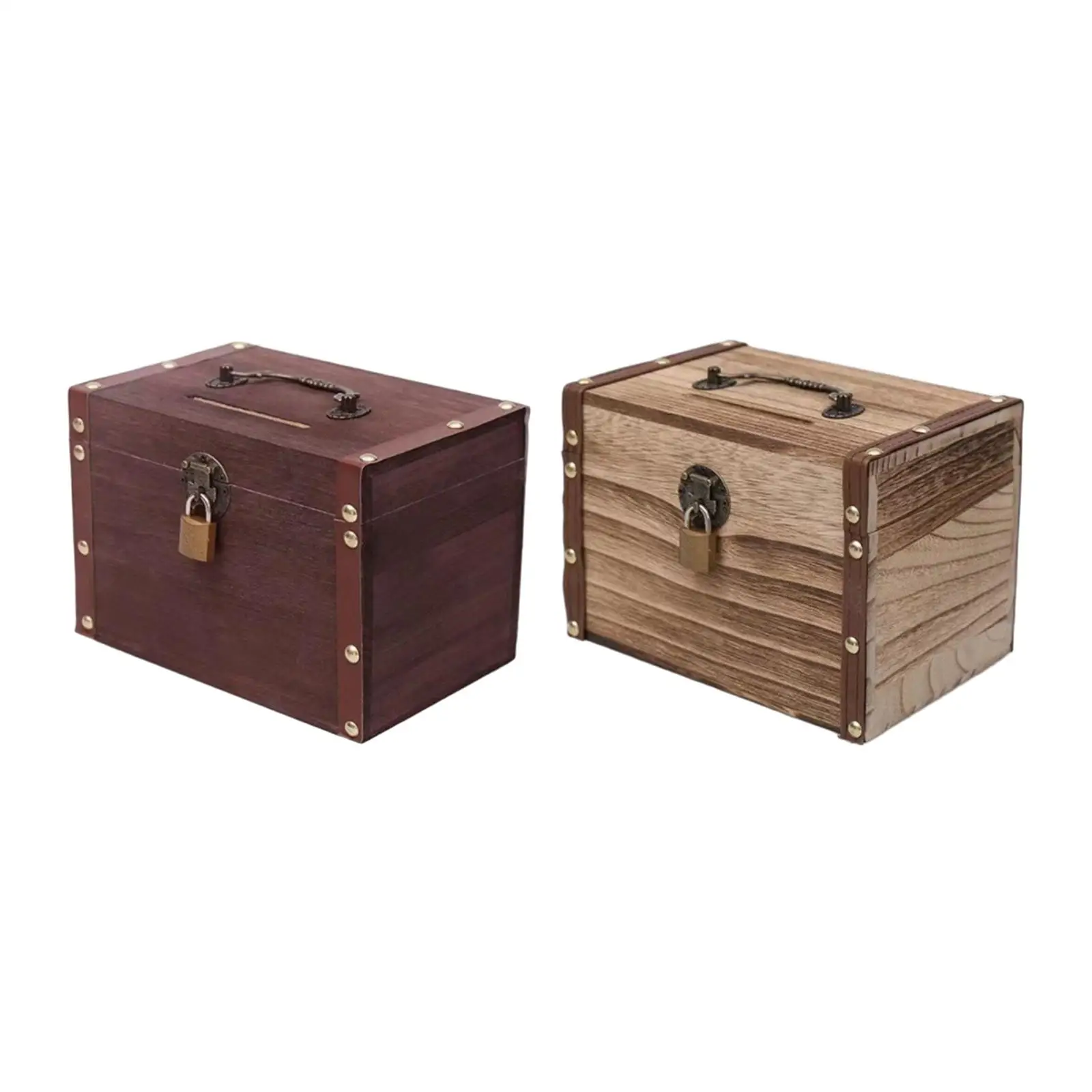 

Piggy Bank Money Box Decorative Rustic Treasure Chest Wooden Box for Tabletop Living Room Home Decoration Ideal Gift for Kids