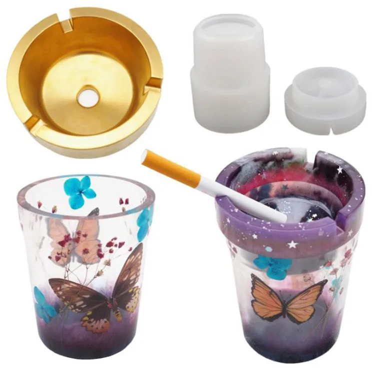 

DIY Crystal Epoxy Epoxy Ashtray Double Layer Car Ashtray Mirror Silicone Mold