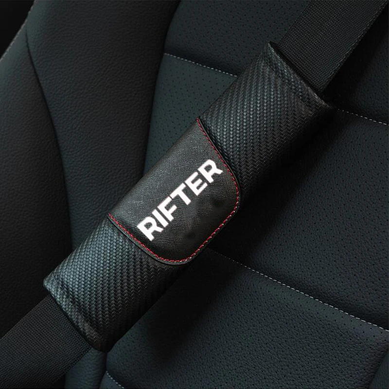 

2pcs Carbon Fiber Leather Car Seat Belt Cover Cushion for Peugeot Rifter Shoulder Protection Pad Car Decor Accessories Interior