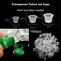 1000pcs disposable plastic tattoo ink cups 12mm 17mm 20mm transparent tattooing pigment caps holders tattoo supplies