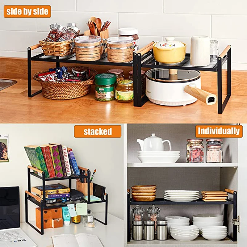 hgyze wide shelf organizerstackable countertop shelf with space saving organizer for cupboard cabinet and kitchen storage wall free global shipping