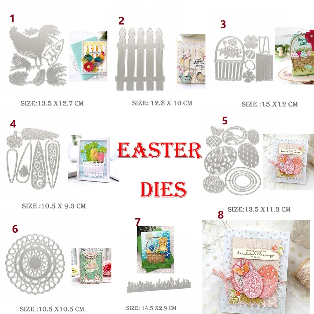 

8 Styles Easter Series Eggs Metal Cutting Dies for DIY Scrapbooking Album Paper Cards Decorative Crafts Embossing Die Cuts