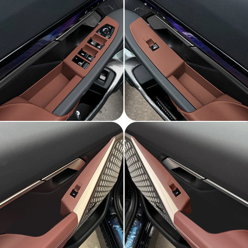 

Для BMW 5-й серии i5 G60 2024-2025 ABS текстура углеродного волокна автомобильное стекло подъемная панель кнопка рамка внутренние аксессуары