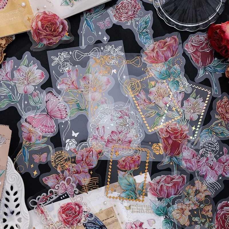 

32 шт. винтажные лазерные Золотые/Серебряные цветочные растения, наклейки в упаковке, DIY дневник, нежелательный журнал, Декор, рамка, Цветочная наклейка, альбом, скрапбукинг