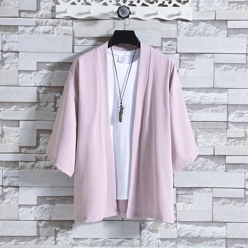 Новый японский мужской кардиган кимоно из ледяного шелка традиционный костюм