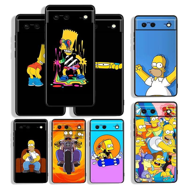 

Animation Simpsons Phone Case For Google Pixel 4 Pixel 4A Pixel 5 Pixel 5A Pixel 6 Pixel 6a Pixel 7 XL Pro 5G Black Funda Cover