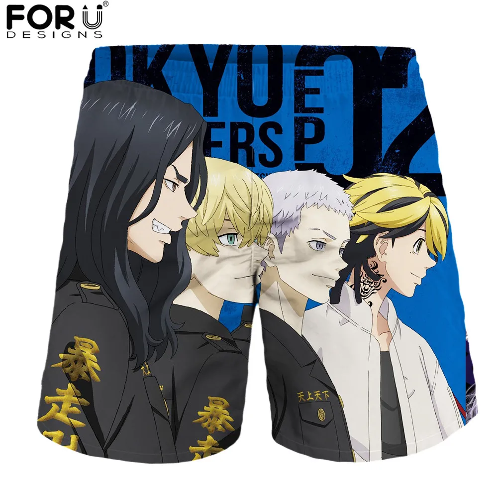 

FORUDESIGNS Men Summer Beachwear Tokyo Revengers 3D Printed Swimming Shorts Teenage Loose Swim Swimsuits Shorts Beach Shorts