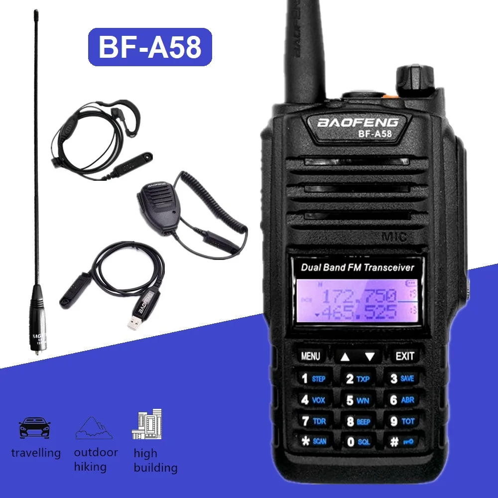 Baofeng BF-A58 Waterproof Walkie Talkie Long Range Radio Scanner VHF UHF Dual Band CB Ham Radio Stations bf a58 Transceiver A-58