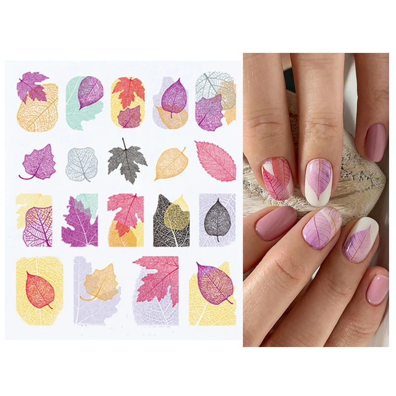 

Water Transfer Stickers Tranparent Maples Dry Leaves Nail Decals Decoration For Nail Art Manicure Beauty
