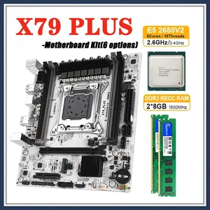 X79 Plus Motherboard Set With LGA 2011 Processor Xeon E5 2650 V2 CPU 2*8GB = 16GB DDR3 RAM Support USB2.0 SATA2 PCI-E NVME M.2 SSD