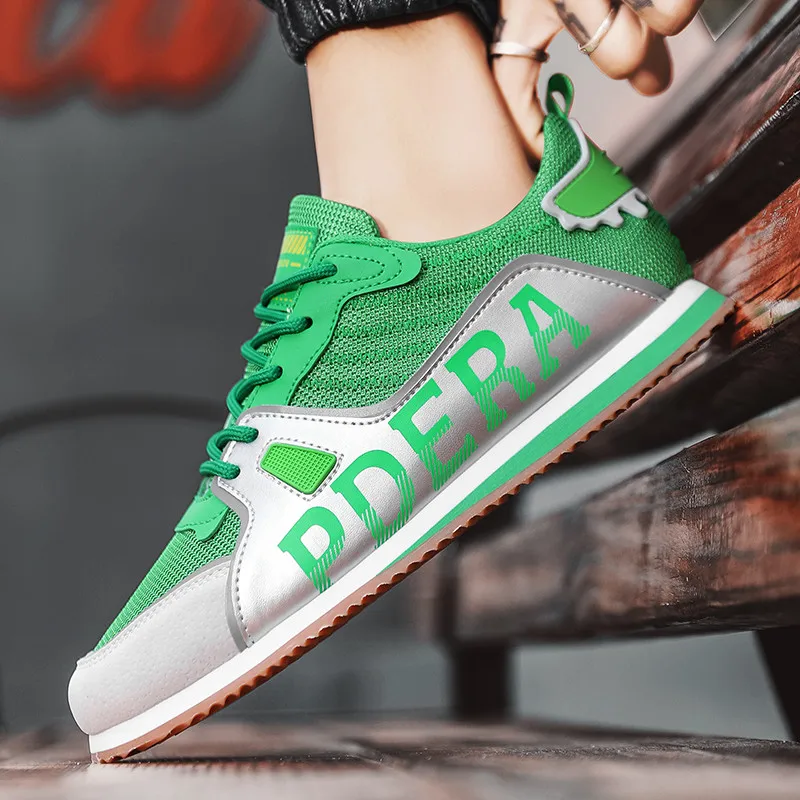 2023 Spring Retro Green Sport Shoes for Man Lightweight Breathable Running Shoes Men Non-slip Comfortable Men's Trainers Shoes