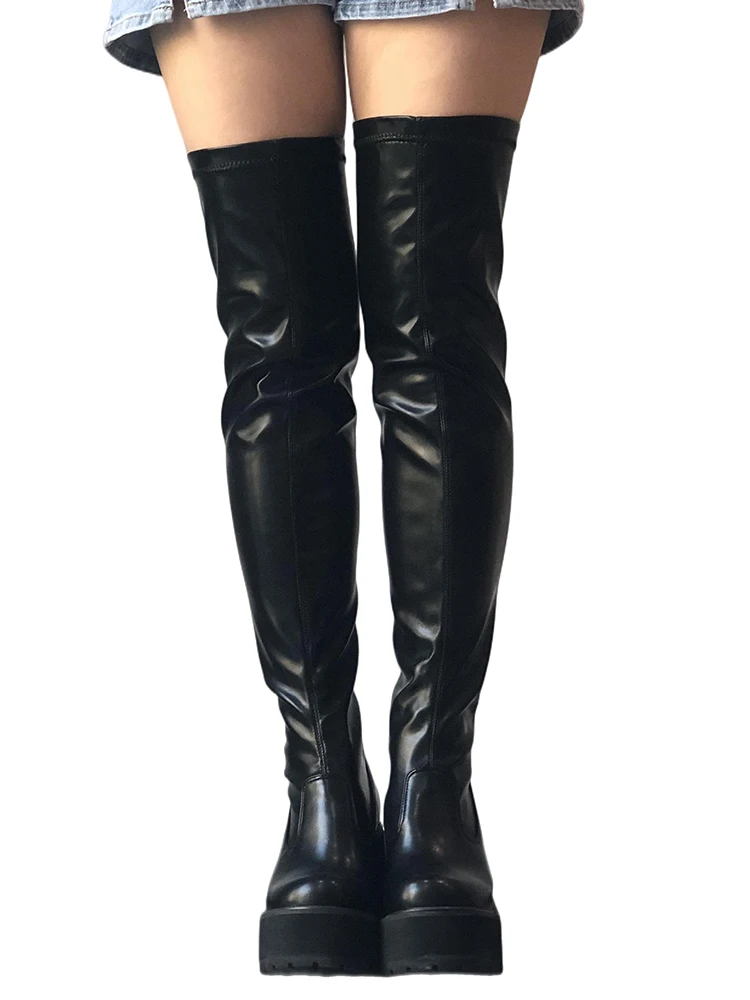 Women Boots 2022 Designer Luxury Platform High Heels Plus Size Women Shoes 40-43 Sexy Elastic Elegant Lady Over The Knee Boots