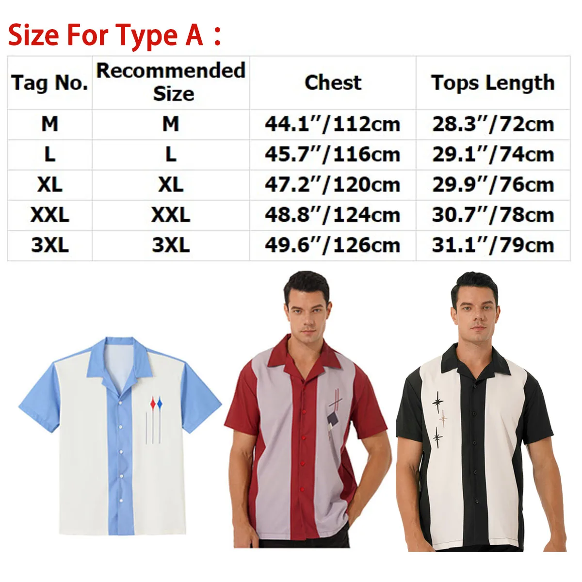 Mens Casual Bowling Shirt Fashion Loose Color Block Button Down Short Sleeves Turn-Down Collar Cuban Style Fifties Camp Shirt