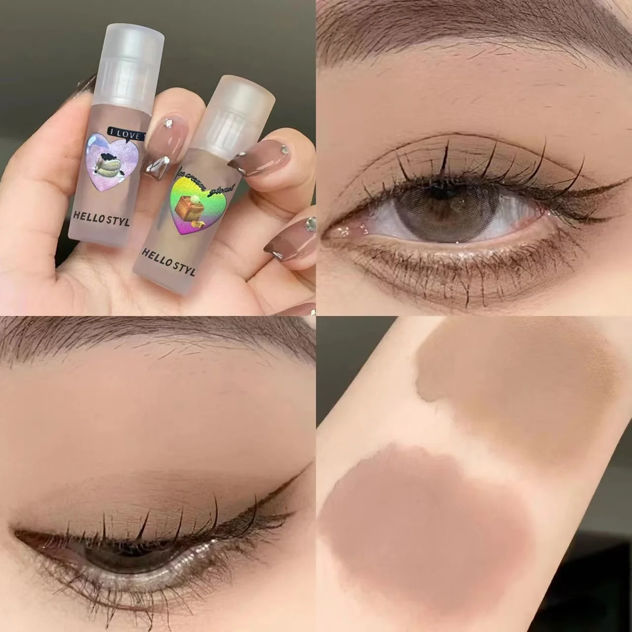 

4 Colors Velvet Matte Eyeshadow Rouge Waterproof Creamy Eye Shadow Primer Multi Usage Cheek Contour Liquid Blush Nude Makeup