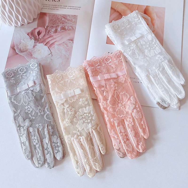 

Women New Party Lace Gloves Mittens Accessories Dressy Gloves Full Finger Sexy High Quality Paragraph Wedding Gloves