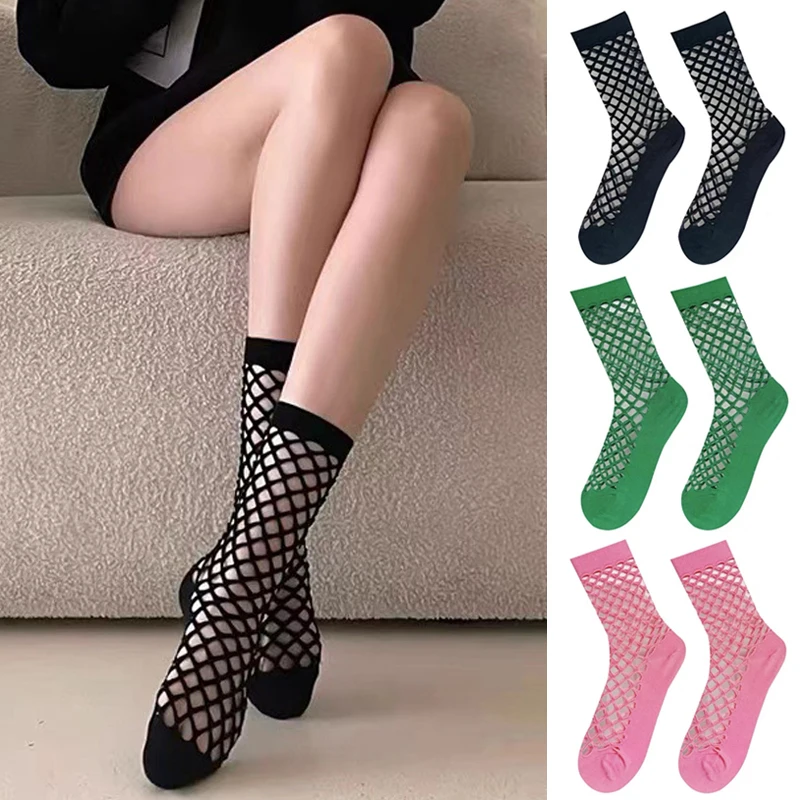 

1Pair Fashion Women Girls Lady Sexy Lace Ankle High Fishnet Mesh Net Solid Color Short Crew Summer Breathable Socks New Arrival